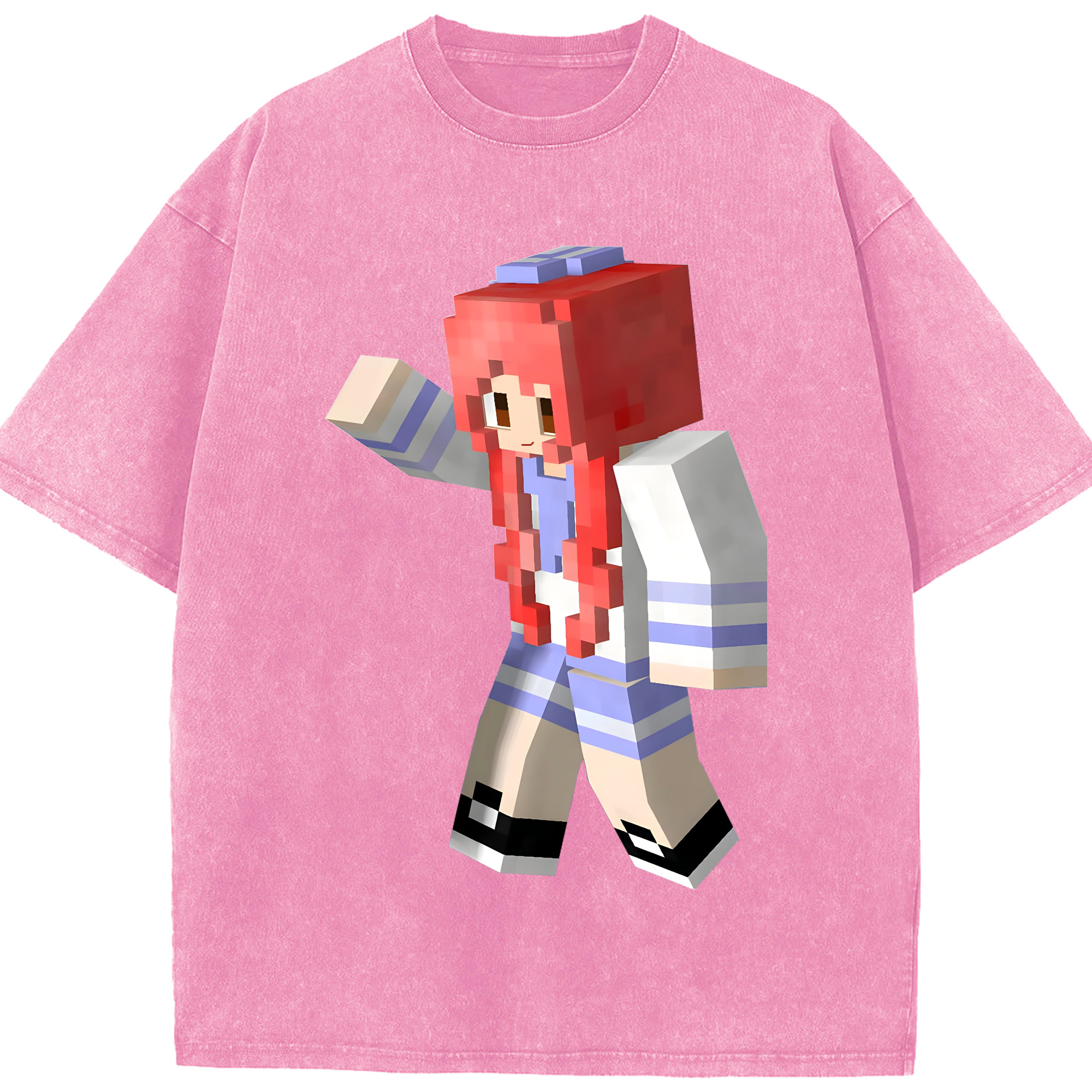 （画像用） マインクラフト ブロックの世界 Minecraft MC Block world 綿100% ヴィンテージ風 半袖Tシャツ（フロントプリント）
